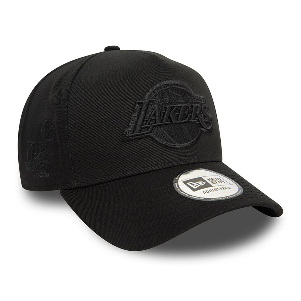 new era los angeles lakers monochrome black 9forty e frame adjustable cap logo and print