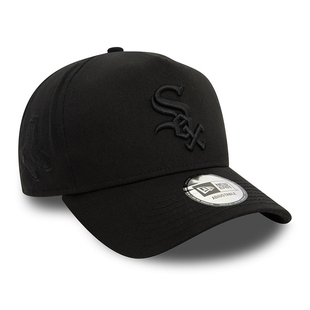 new era chicago white sox monochrome black 9forty e frame adjustable cap logo and print