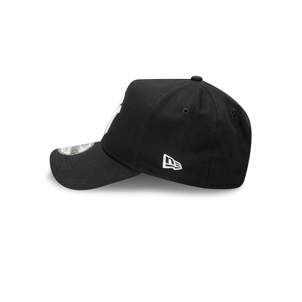 Blue cap with a brand logo on a white background