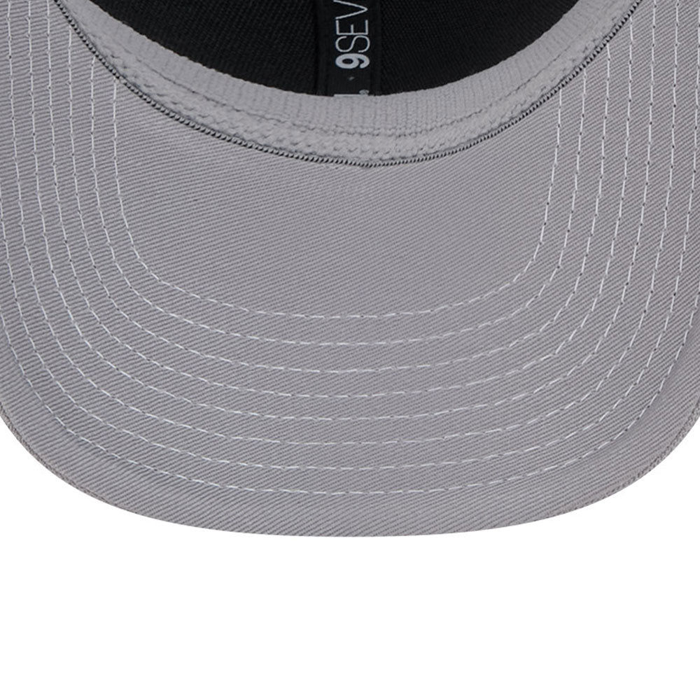 new era los angeles dodgers contrast grey white 9seventy stretch snapback trucker cap detail and color