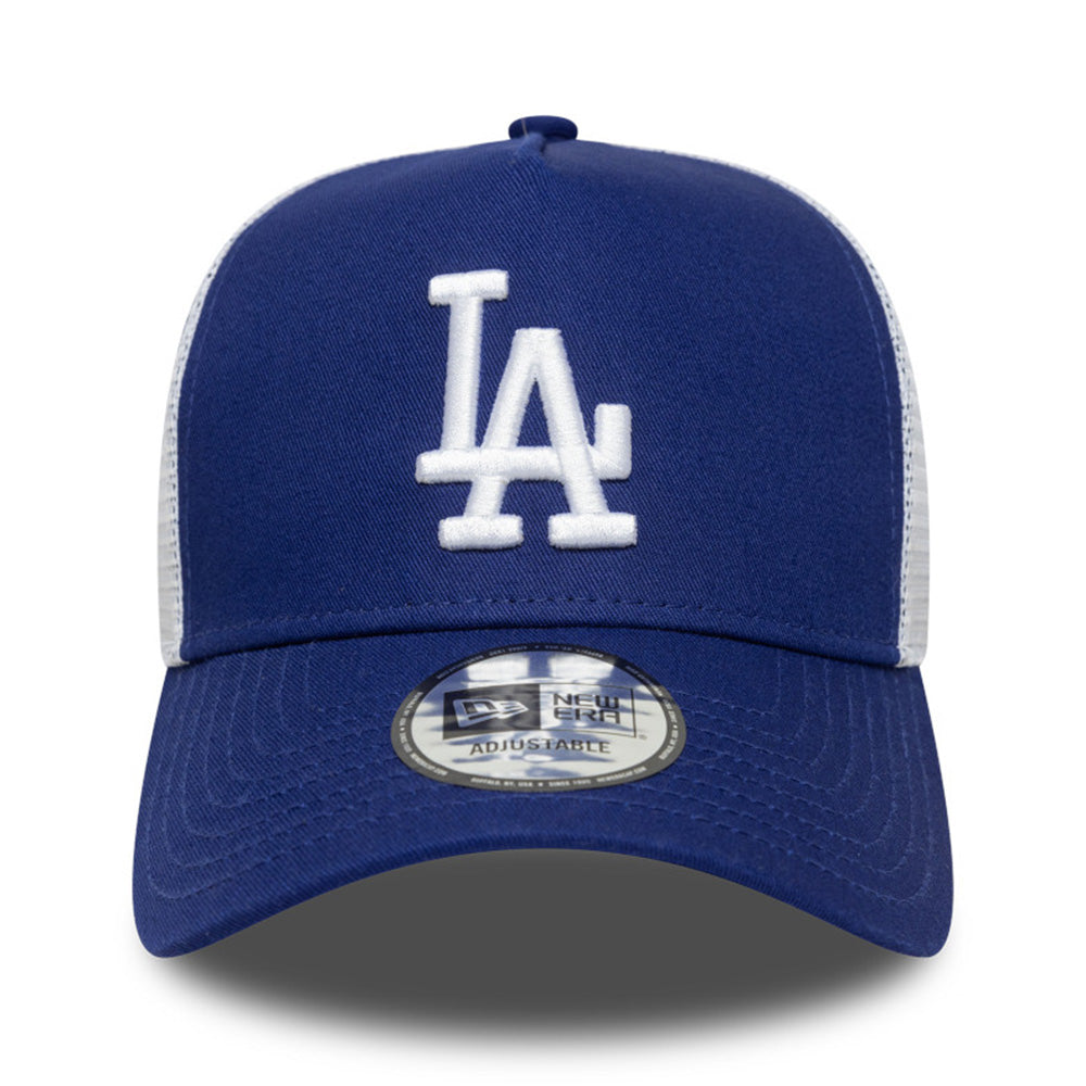 new era los angeles dodgers multi patch dark royal white 9forty e frame trucker cap side