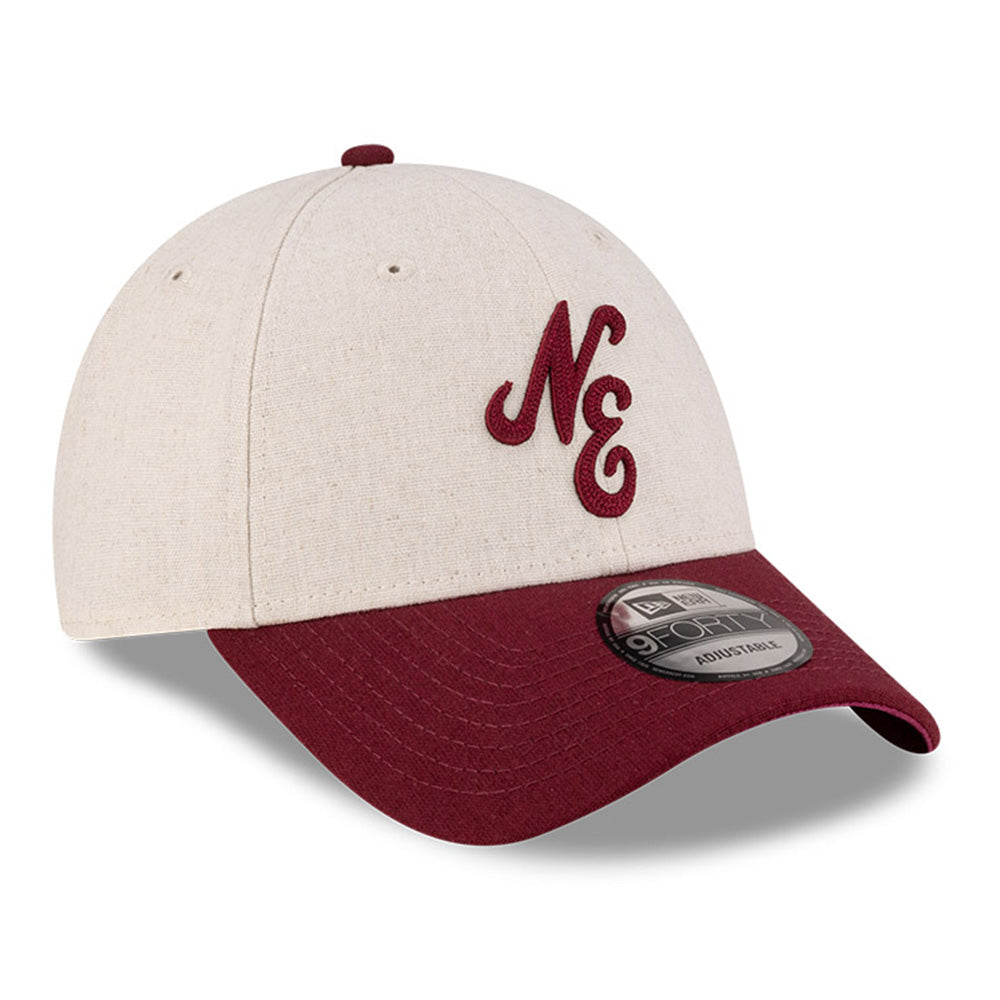 new era script linen stone maroon 9forty adjustable cap logo and print