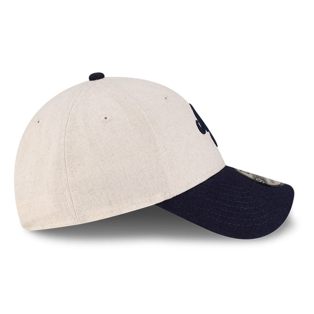 new era script linen stone navy 9forty adjustable cap opposite side or other angle view