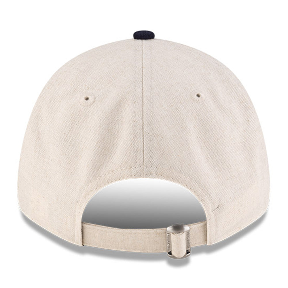 new era script linen stone navy 9forty adjustable cap detail and color
