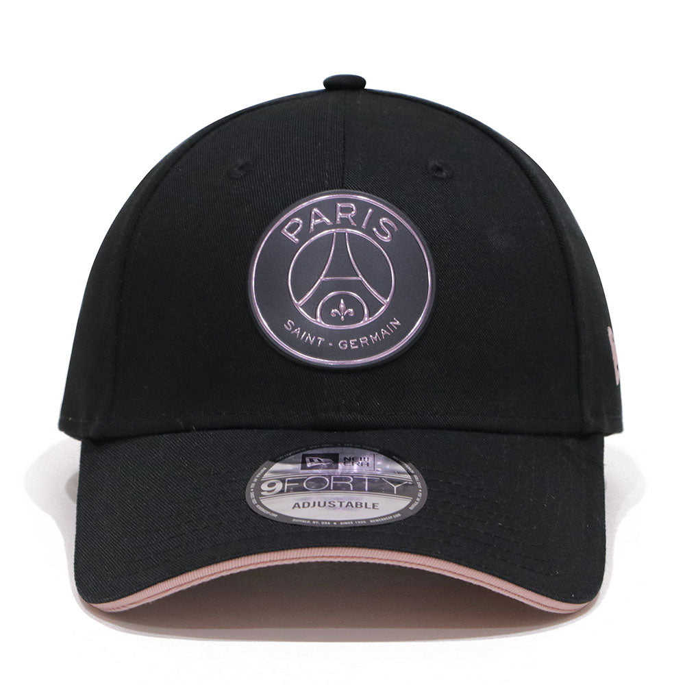 new era paris saint germain football club black contrast uv 9forty adjustable cap opposite