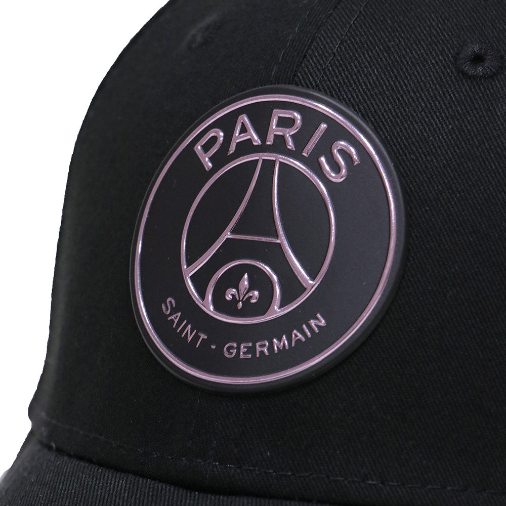 new era paris saint germain football club black contrast uv 9forty adjustable cap logo and print