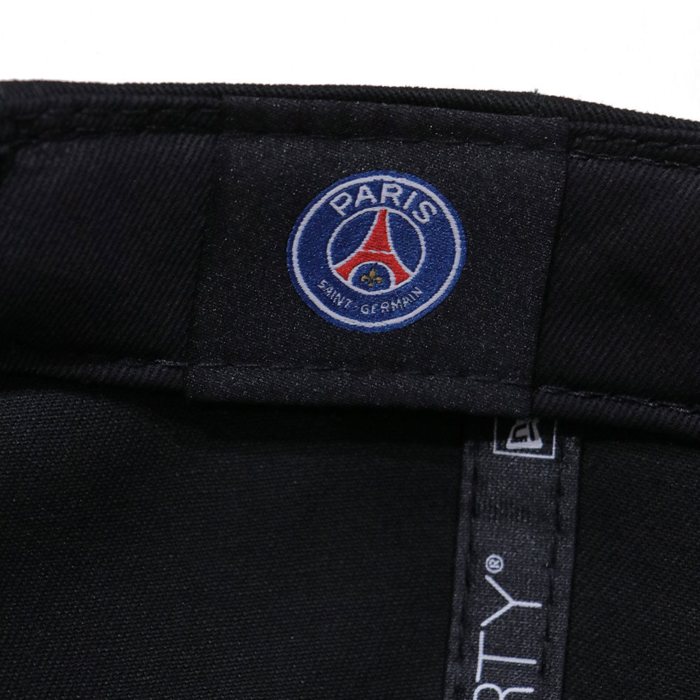new era paris saint germain football club black contrast uv 9forty adjustable cap opposite side or other angle view