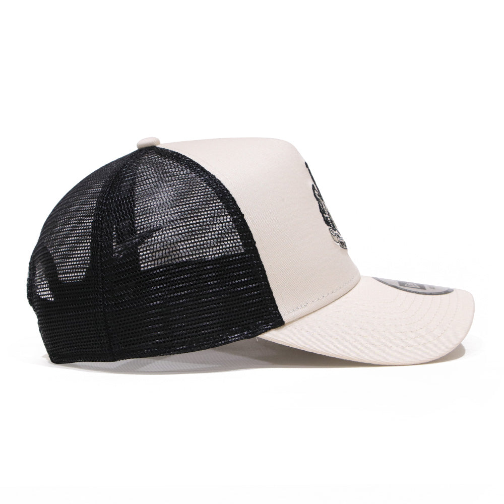 new era newcastle united fc light cream 9forty e frame trucker cap side