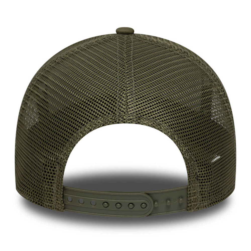 new era los angeles dodgers team outline new olive 9forty e frame trucker adjustable cap detail and color