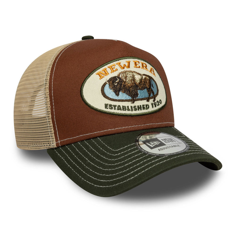 animal patch deep auburn 9forty e frame trucker cap logo and print