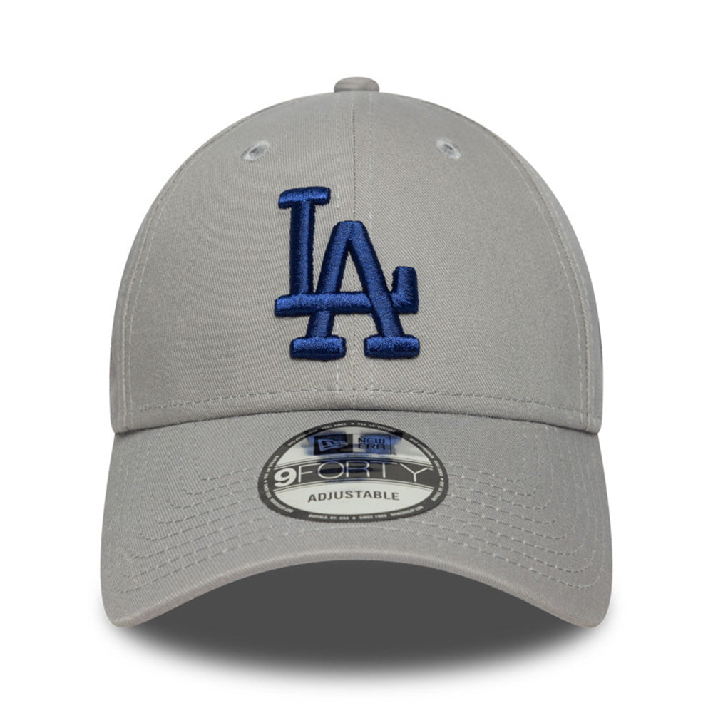 new era los angeles dodgers side patch grey 9forty adjustable cap logo and print