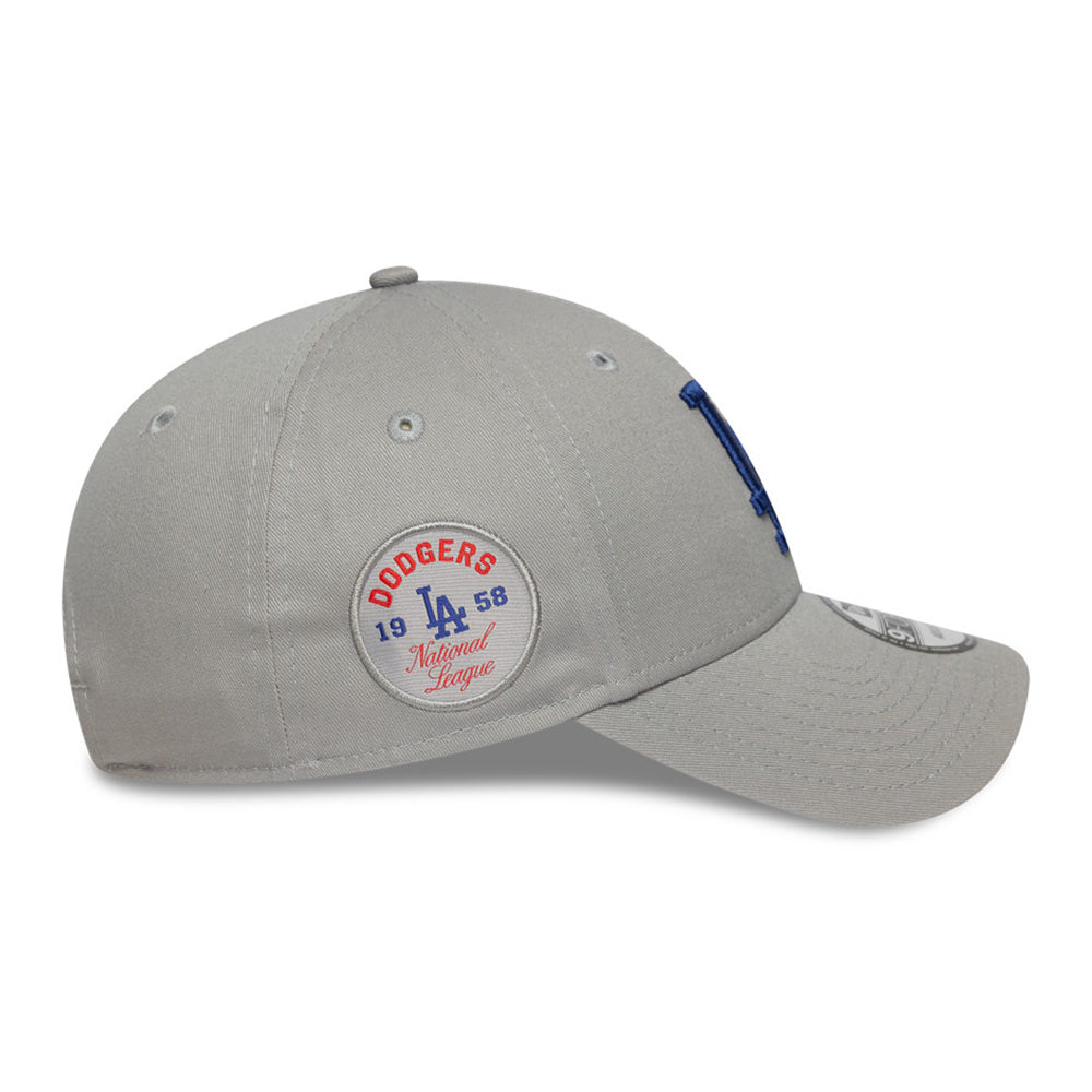 new era los angeles dodgers side patch grey 9forty adjustable cap angle