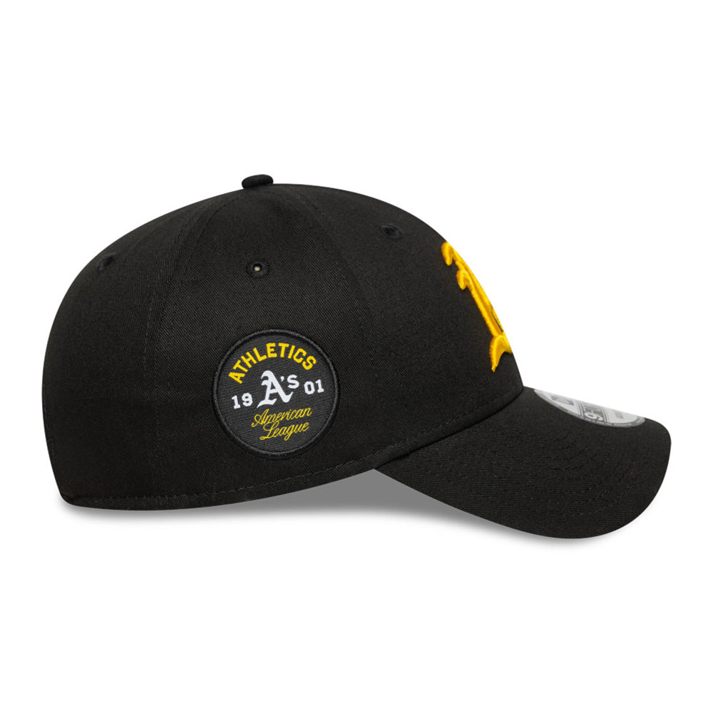new era oakland athletics side patch black 9forty adjustable cap angle