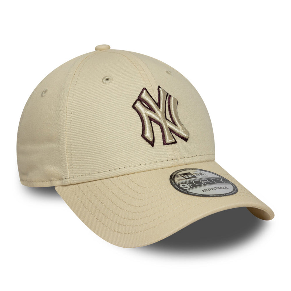new york yankees team outline light cream 9forty adjustable cap 1 logo and print