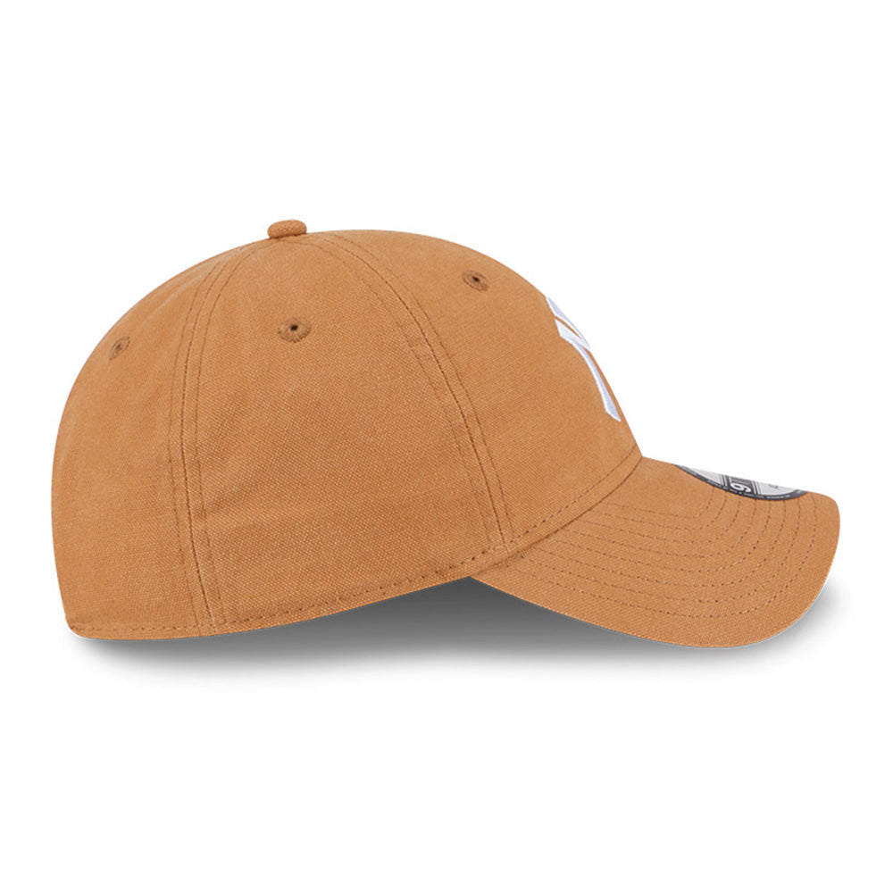 new era new york yankees vintage canvas light bronze 9twenty adjustable cap on a white background
