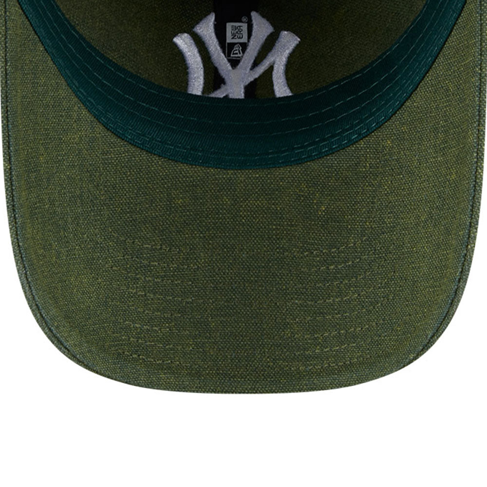 new era new york yankees vintage canvas dark green 9twenty adjustable cap detail and color