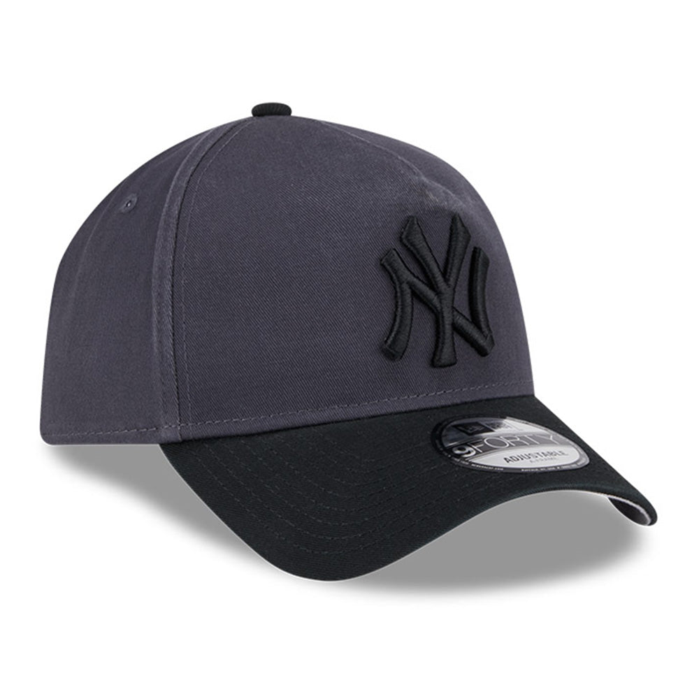 new york yankees two shade wash graphite 9forty a frame adjustable cap logo and print