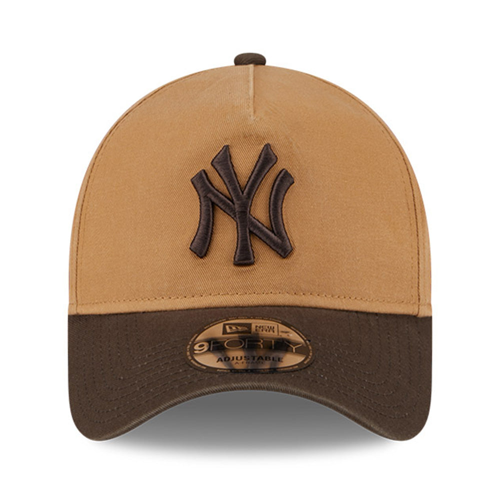 new york yankees two shade wash wheat 9forty a frame adjustable cap detail and color