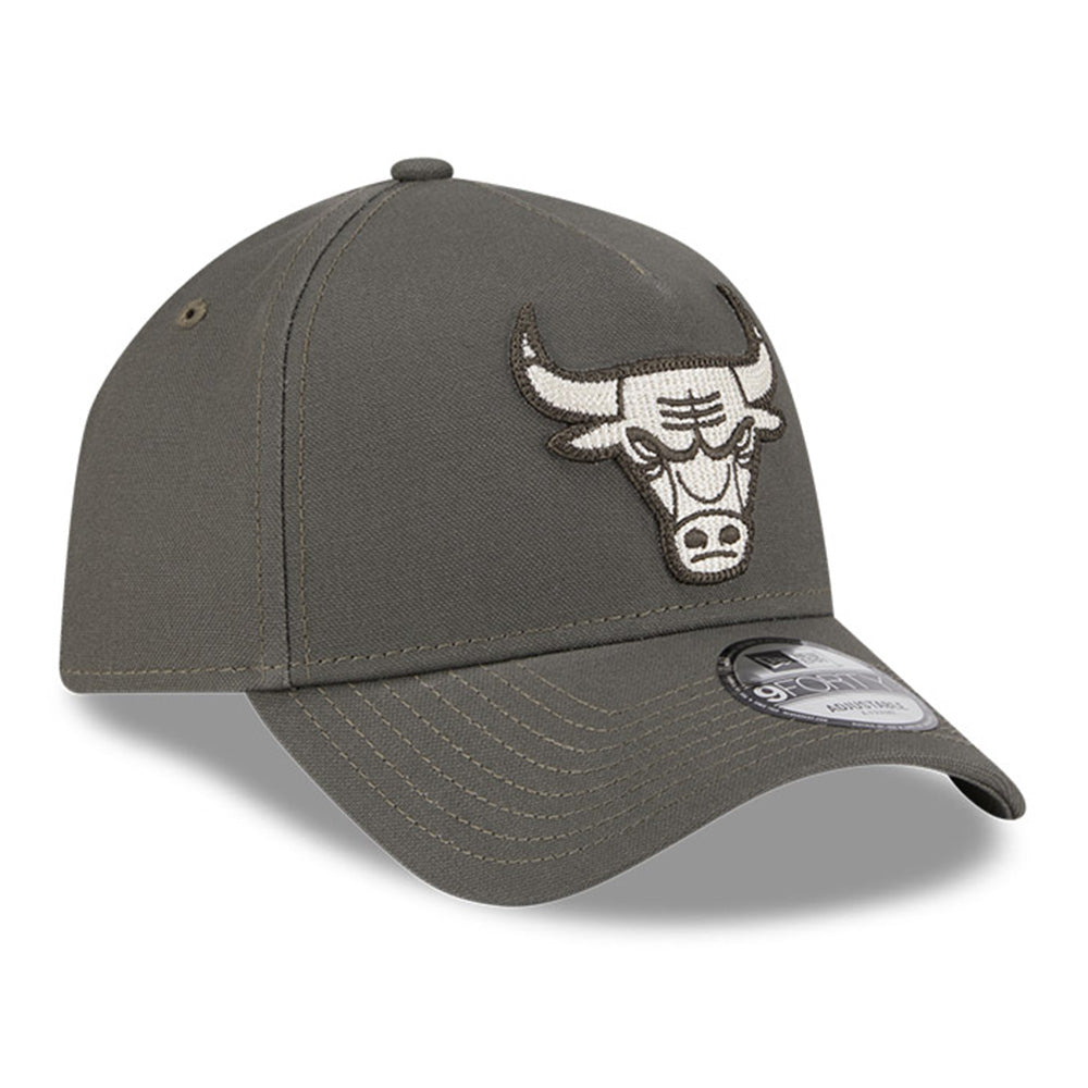 chicago bulls moss canvas chainstitching dark moss 9forty a frame adjustable cap logo and print