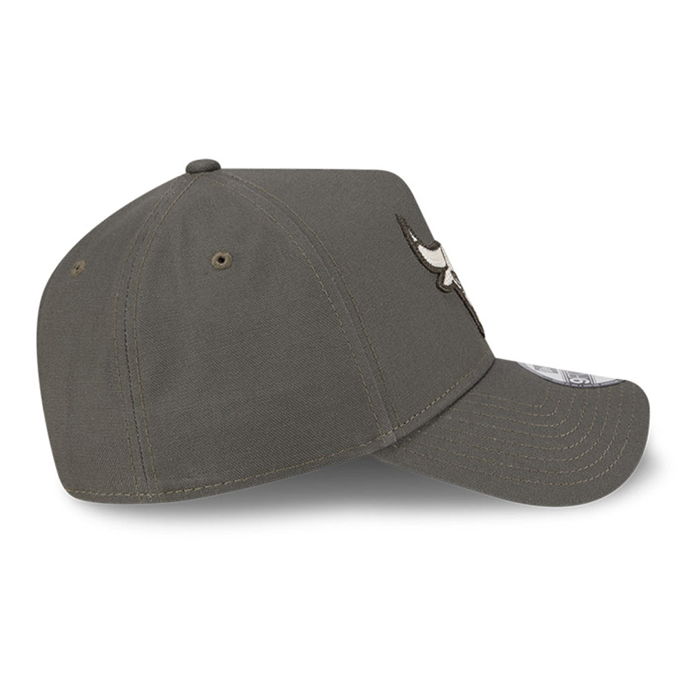 chicago bulls moss canvas chainstitching dark moss 9forty a frame adjustable cap side