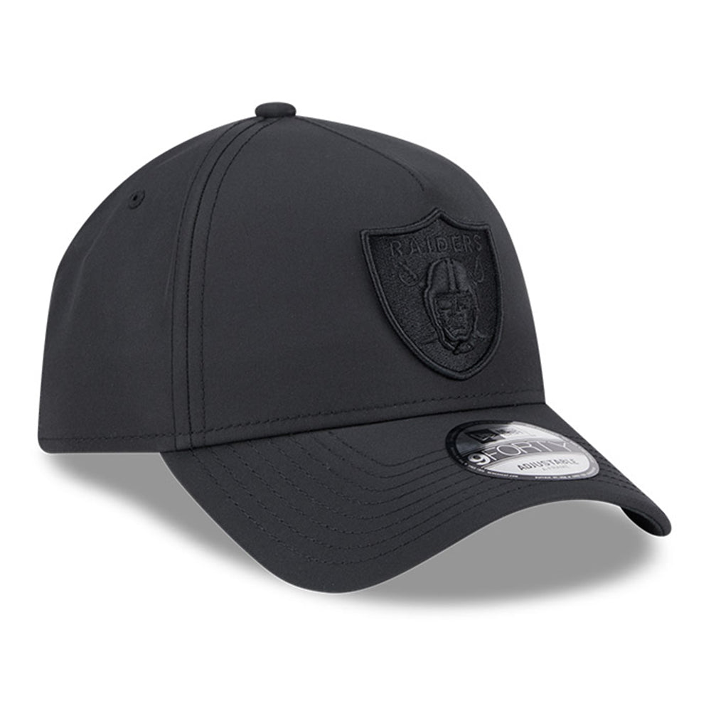 new era las vegas raiders q325 dwr pro light black 9forty a frame adjustable cap logo and print