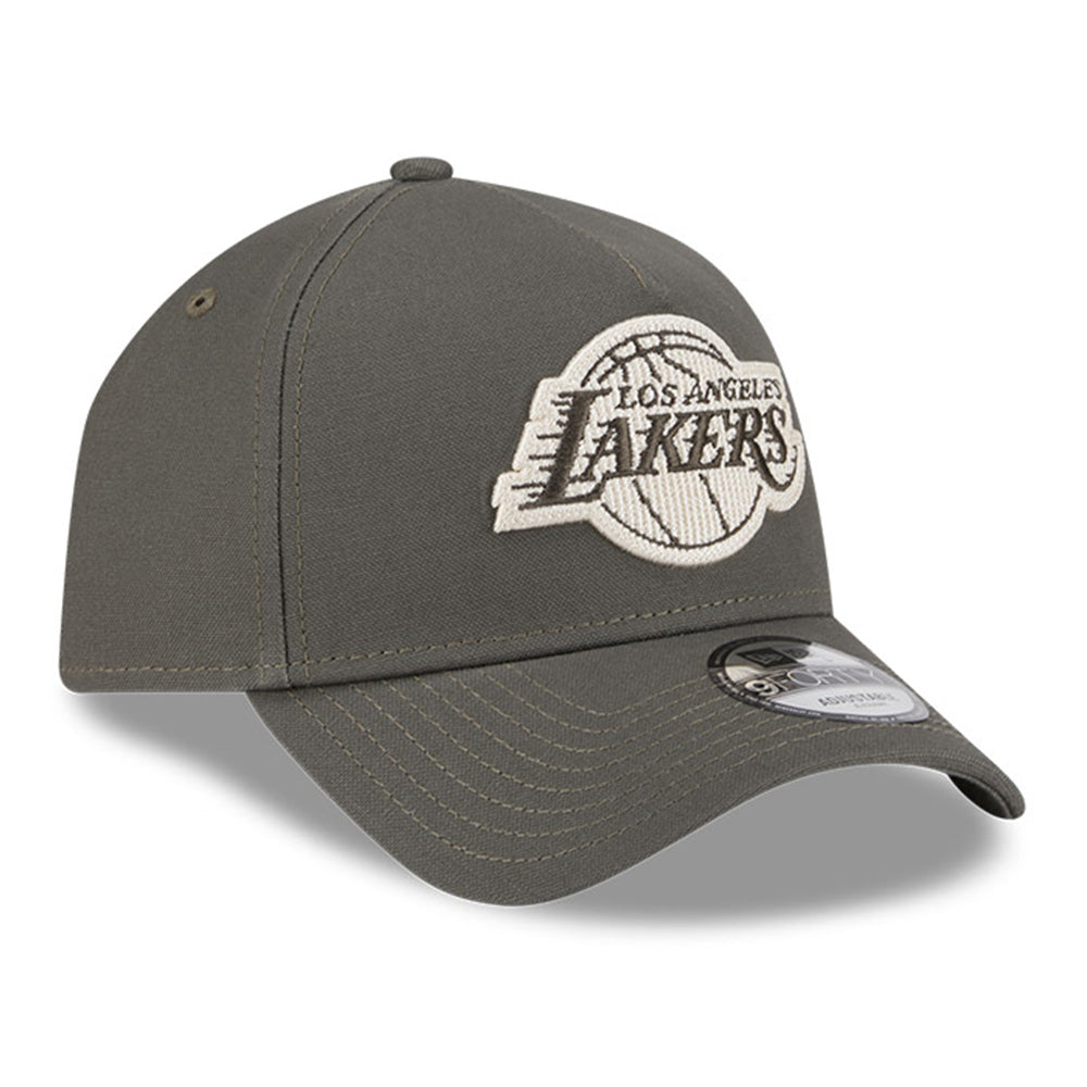 los angeles lakers moss canvas chainstitching dark moss 9forty a frame adjustable cap logo and print