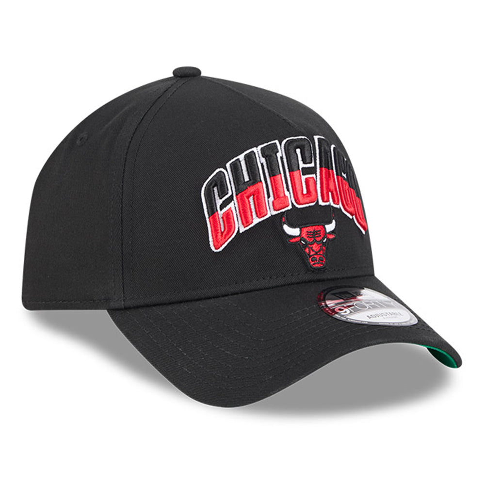 new era chicago bulls nba arch black 9forty a frame adjustable cap logo and print