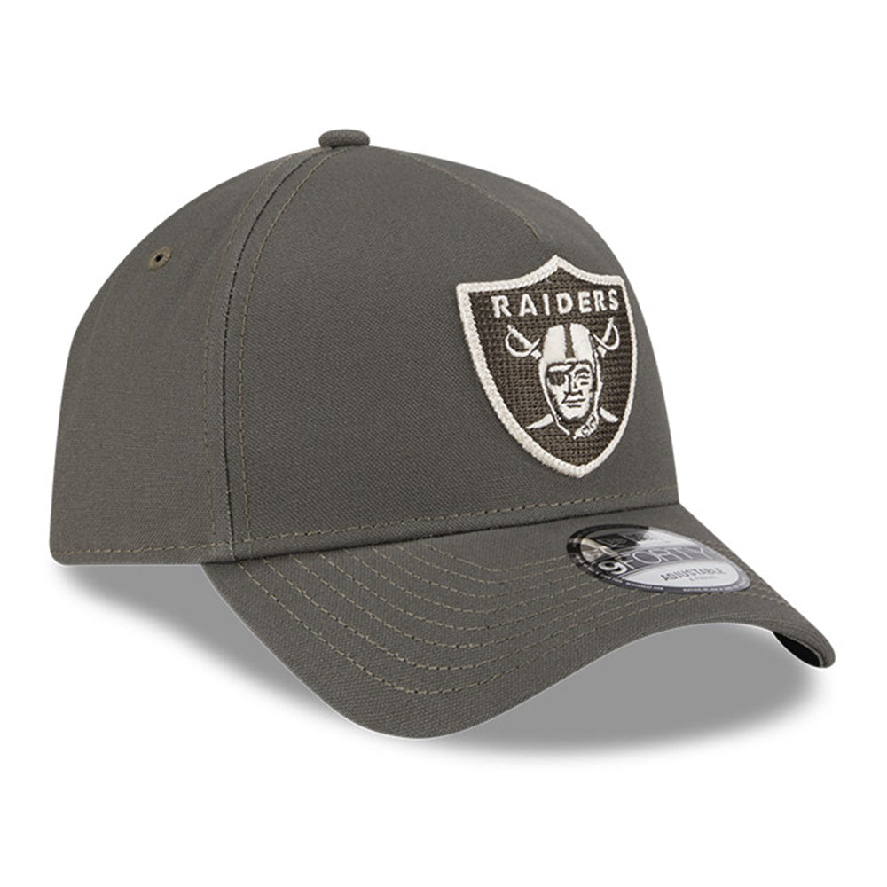 las vegas raiders moss canvas chainstitching dark moss 9forty a frame adjustable cap logo and print