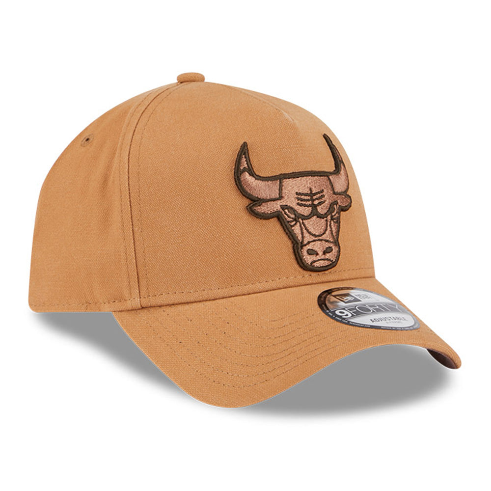 new era chicago bulls washed canvas bronze 9forty a frame adjustable cap logo and print