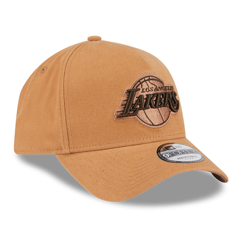 new era los angeles lakers washed canvas bronze 9forty a frame adjustable cap logo and print