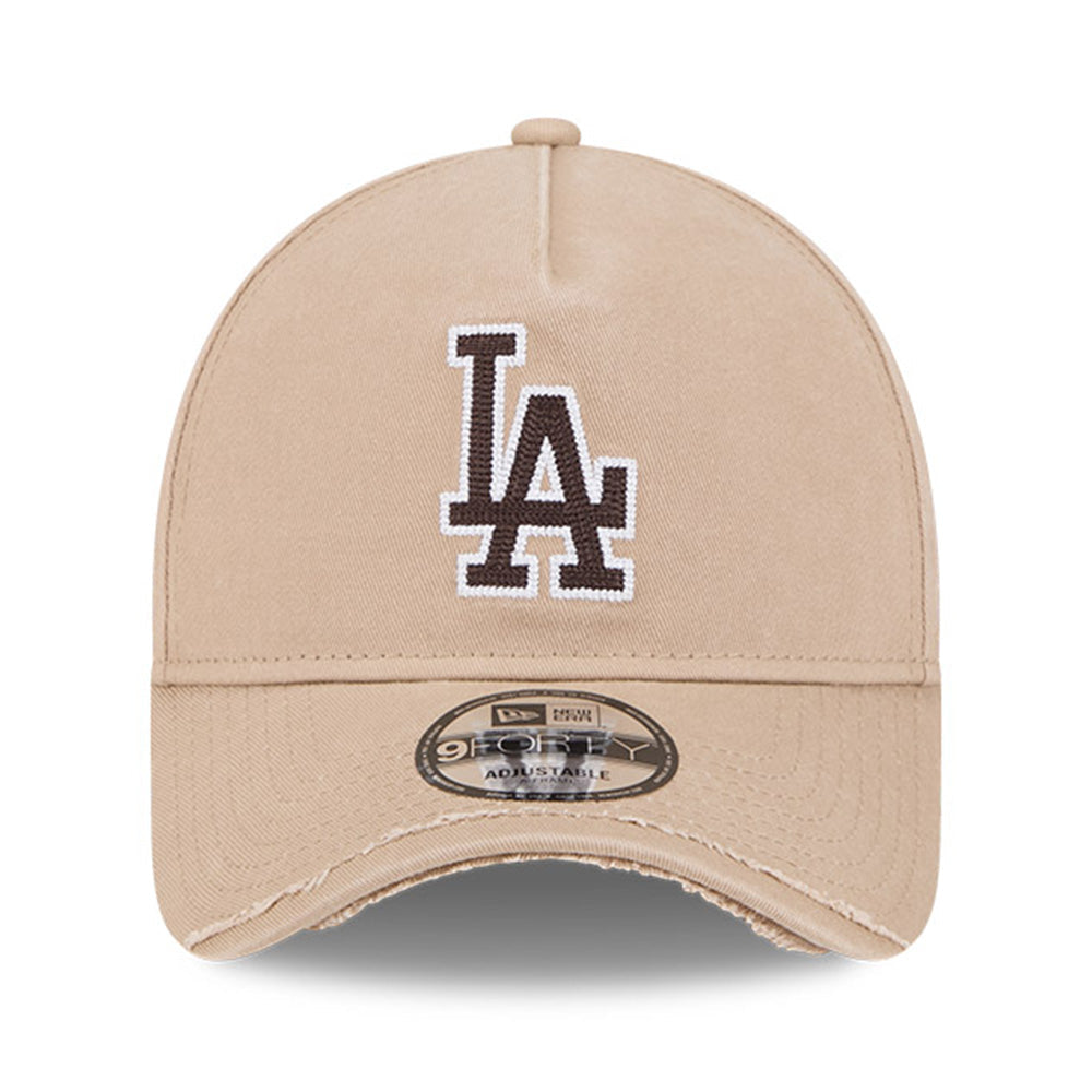 new era los angeles dodgers visor distress camel 9forty a frame adjustable cap opposite side or other angle view