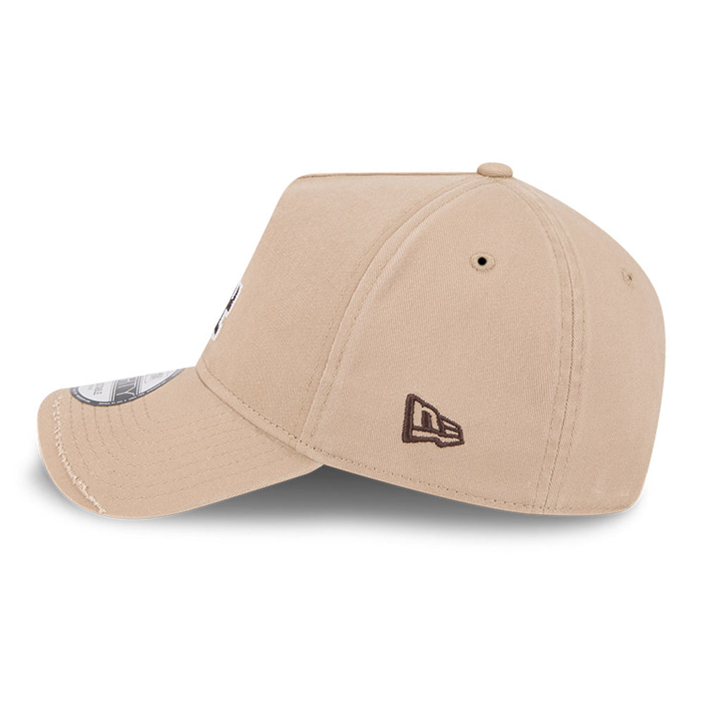 new era los angeles dodgers visor distress camel 9forty a frame adjustable cap logo and print