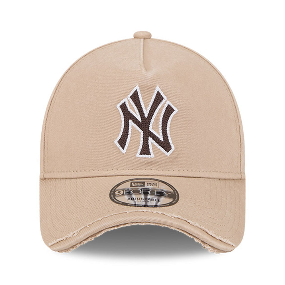 new era new york yankees visor distress camel 9forty a frame adjustable cap opposite side or other angle view