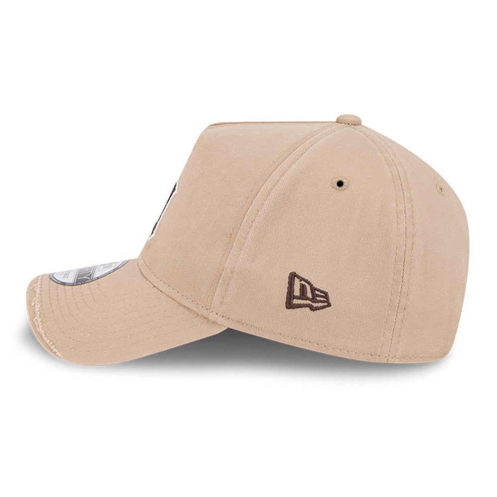 new era new york yankees visor distress camel 9forty a frame adjustable cap logo and print