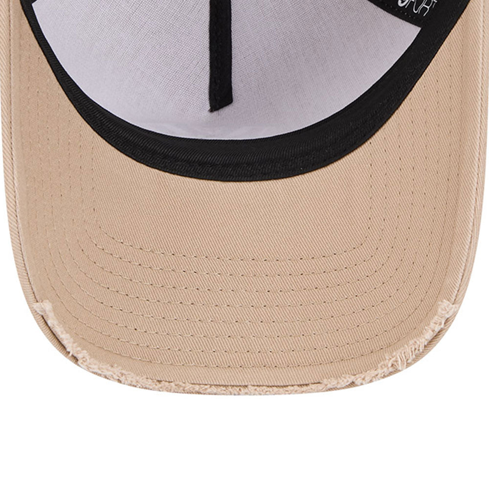 new era new york yankees visor distress camel 9forty a frame adjustable cap detail and color