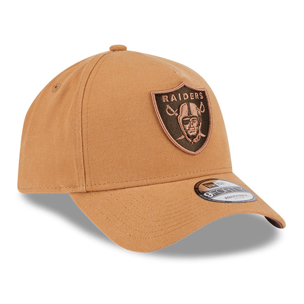 new era las vegas raiders washed canvas bronze 9forty a frame adjustable cap logo and print