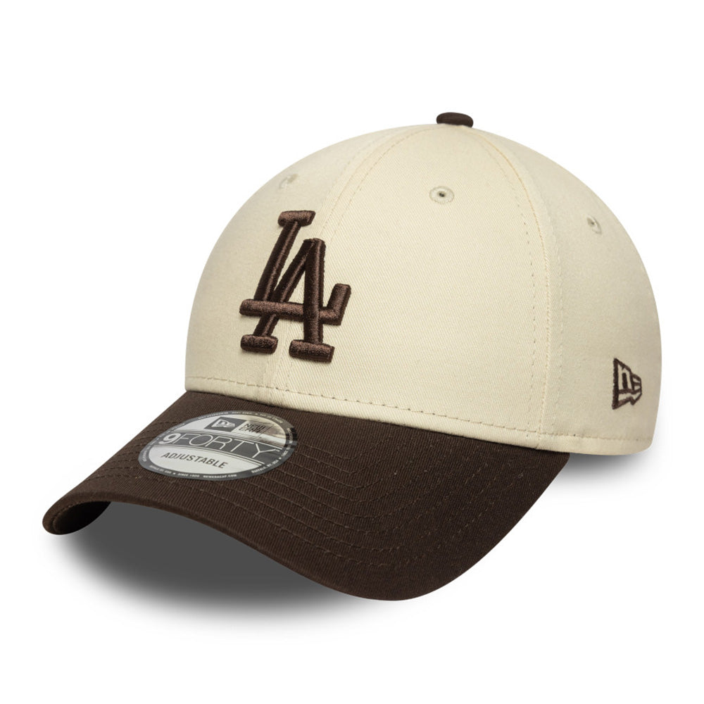 los angeles dodgers side patch light cream 9forty adjustable cap logo and print