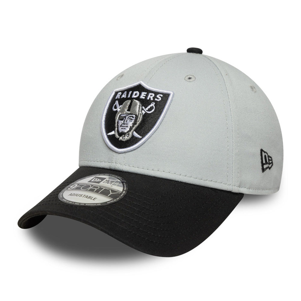 las vegas raiders side patch snow grey 9forty adjustable cap logo and print