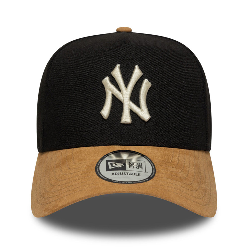 new york yankees suede visor black 9forty e frame snapback cap logo and print