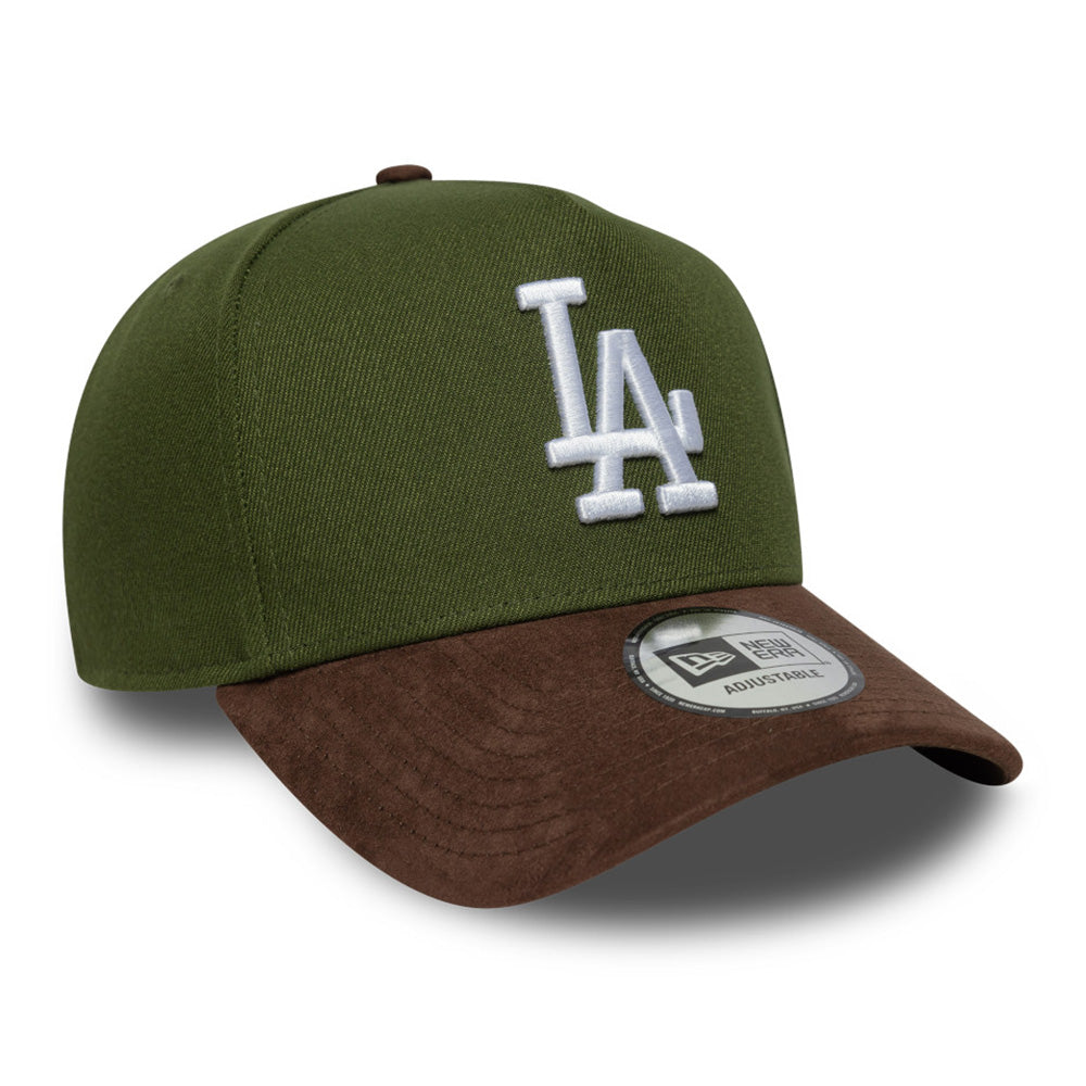 los angeles dodgers suede visor rifle green 9forty e frame snapback cap logo and print