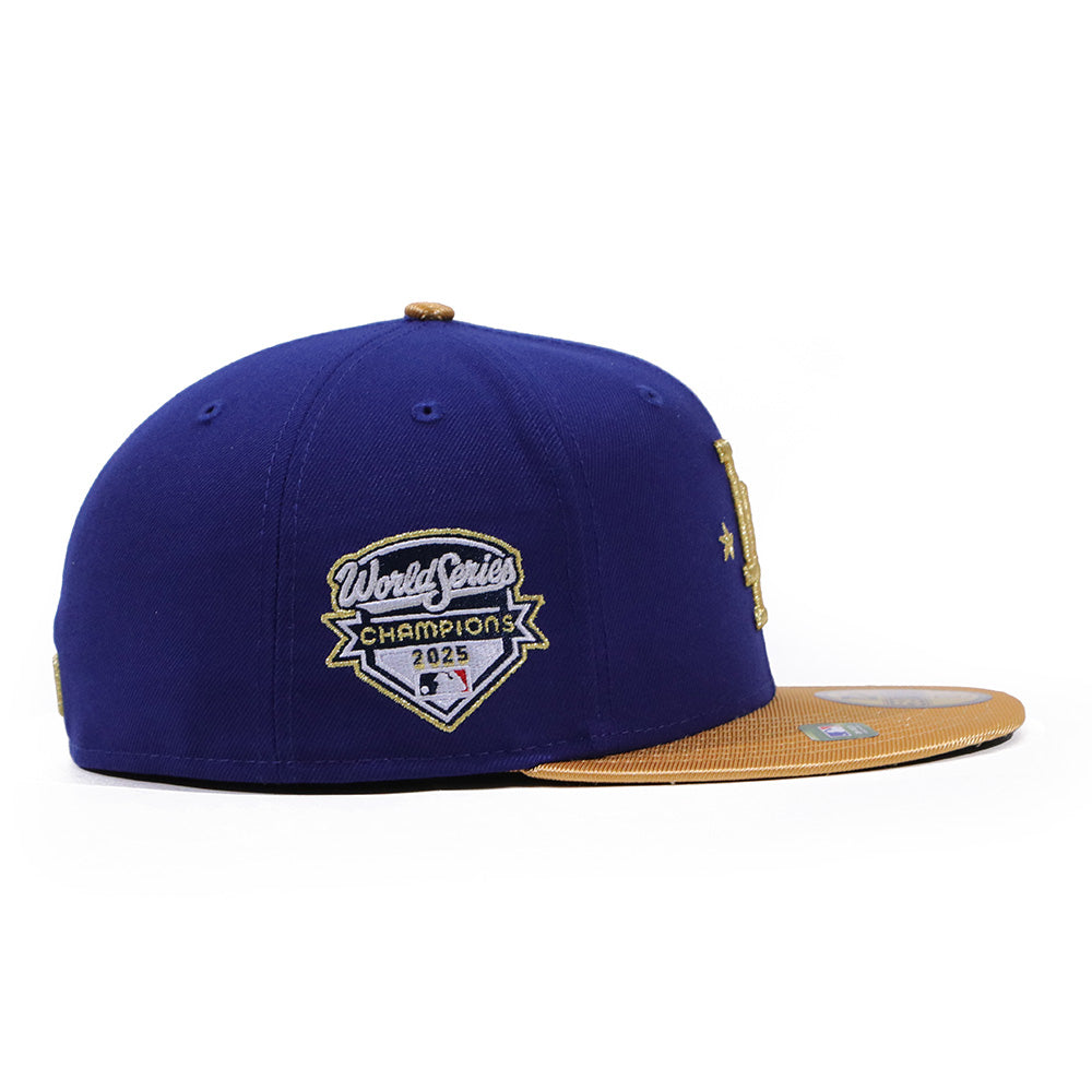 new era los angeles dodgers gold blue otc 59fifty fitted cap logo and print