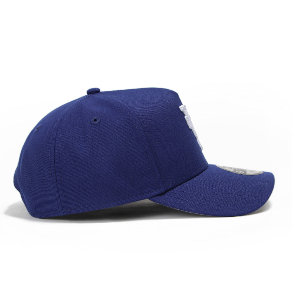 los angeles dodgers mlb upside down dark royal 9forty snapback cap logo and print
