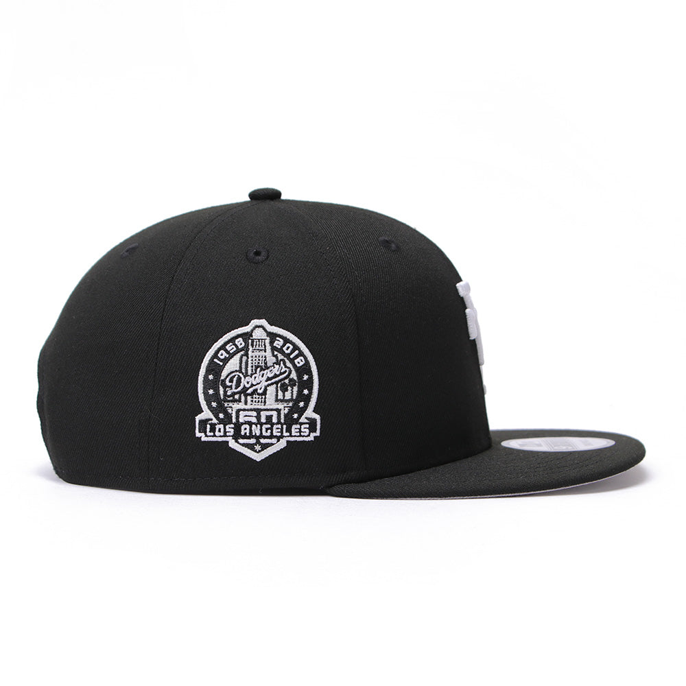 los angeles dodgers upside down black 9fifty snapback cap back angle