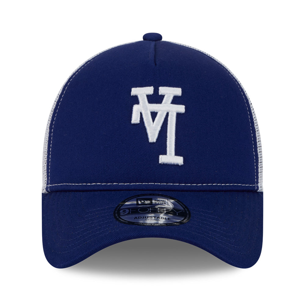 new era los angeles dodgers upside down dark royal 9forty a frame trucker cap opposite