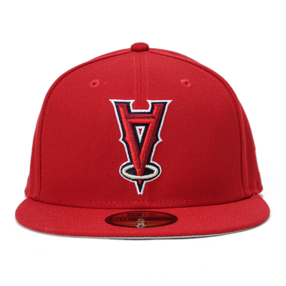 anaheim angels mlb upside down scarlet 59fifty fitted cap side