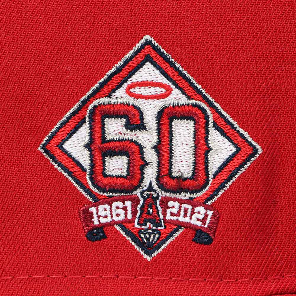 anaheim angels mlb upside down scarlet 59fifty fitted cap detail and color