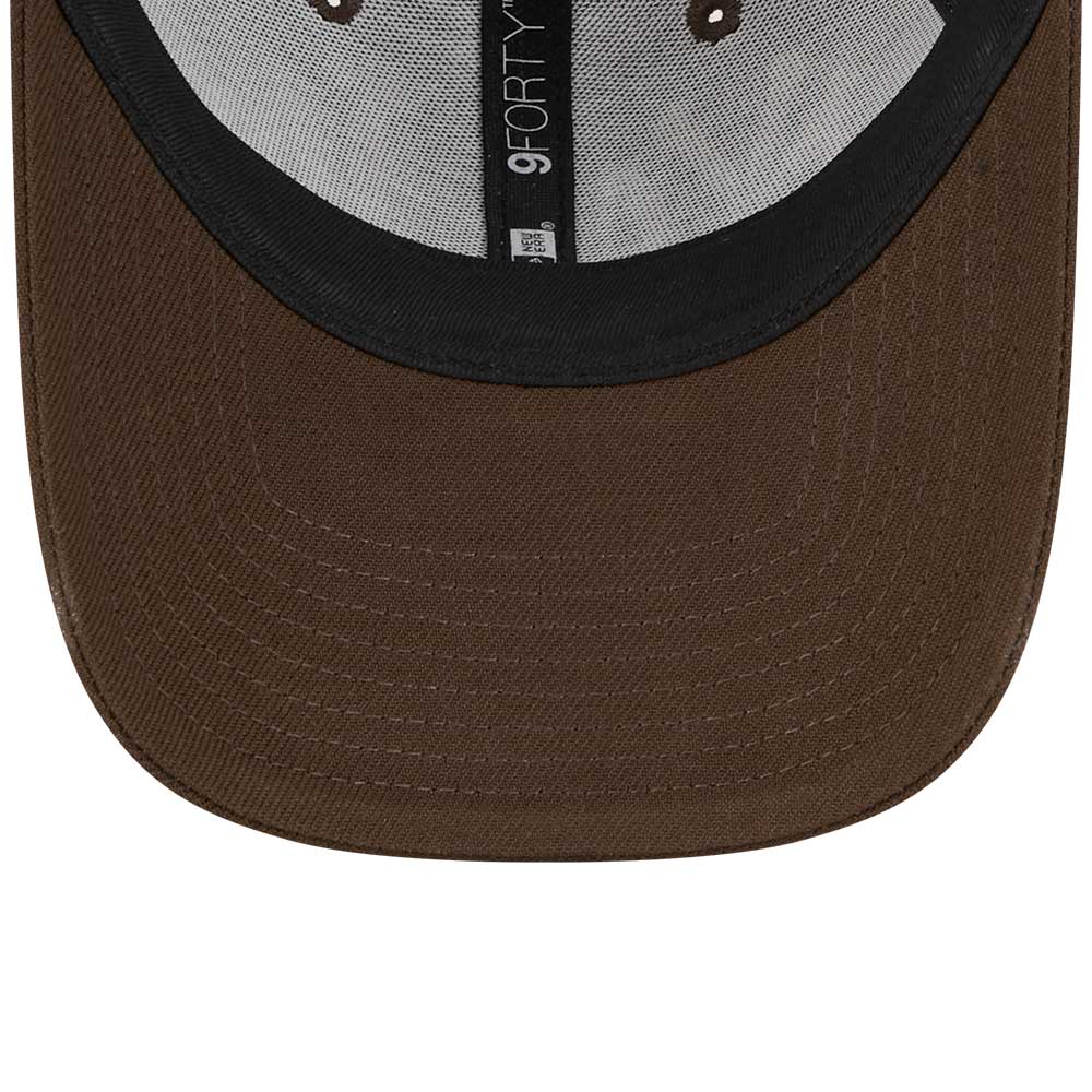 new era new york yankees los angeles dodgers two team walnut stone 9forty e frame trucker cap detail and color
