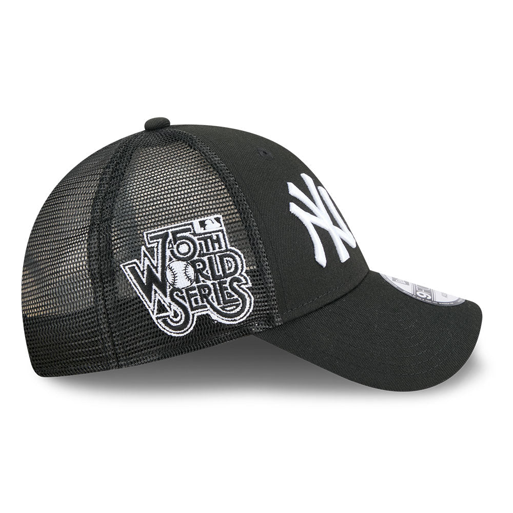 new era new york yankees los angeles dodgers two team black 9forty e frame trucker cap angle