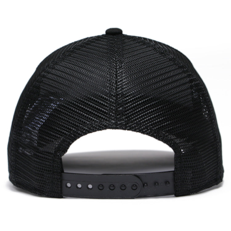 new york yankees mlb essential black 9forty a frame trucker cap back angle