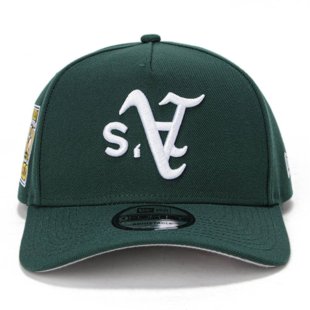 oakland athletics mlb upside down dark green 9forty a frame snapback cap side